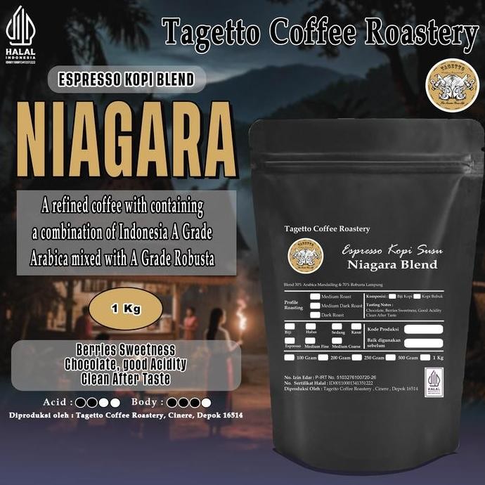 

baru biji kopi espresso niagara blend 1kg - kopi susu bubuk / bean tagetto coffee