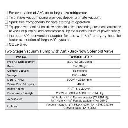 Tasco Vacuum Pump Pompa Vakum Ac Ta-150Xl-Exp Pompa Vakum Ac Besar