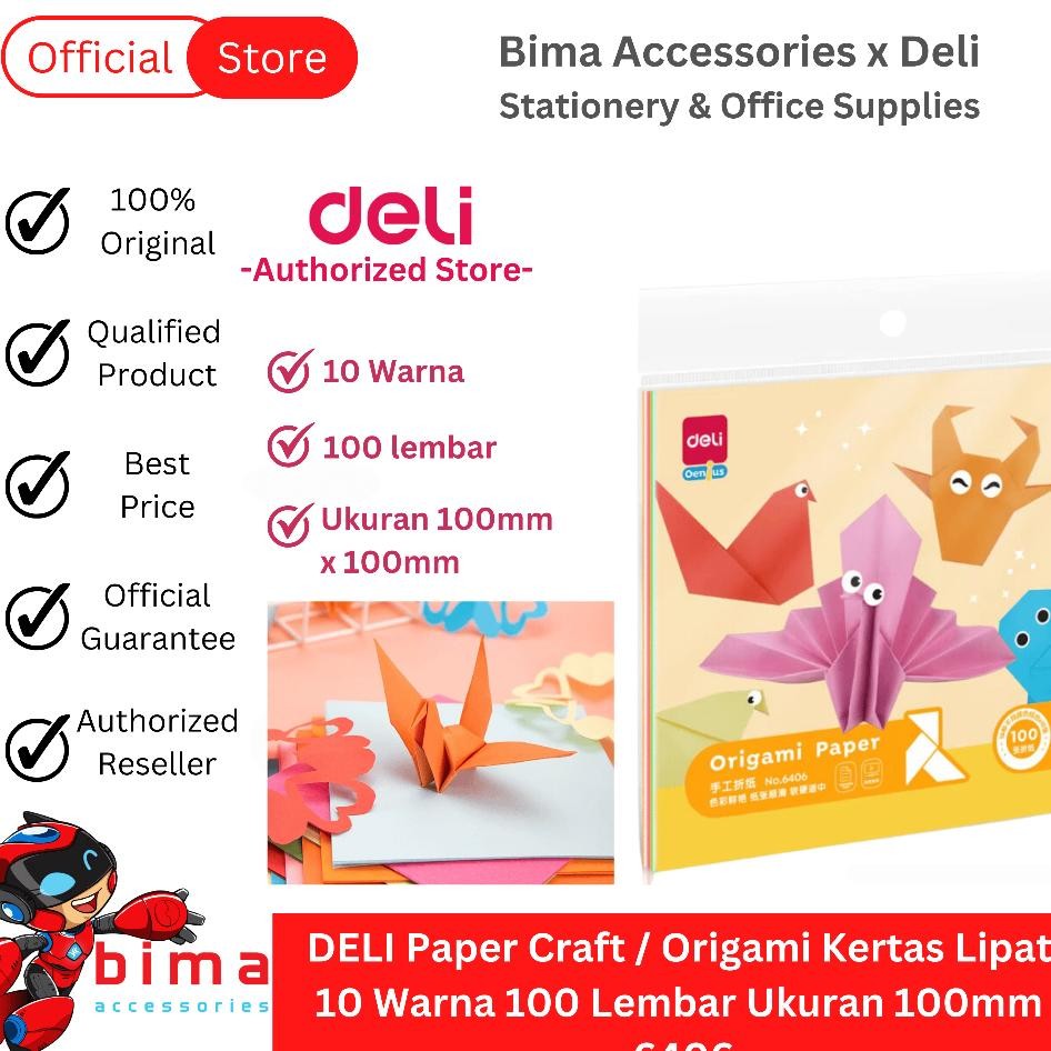 

Deli Kertas Gami Warna Warni Bolak Balik 10 Warna 100 Lembar Ukuran 10 X10 R Craft Set 6406