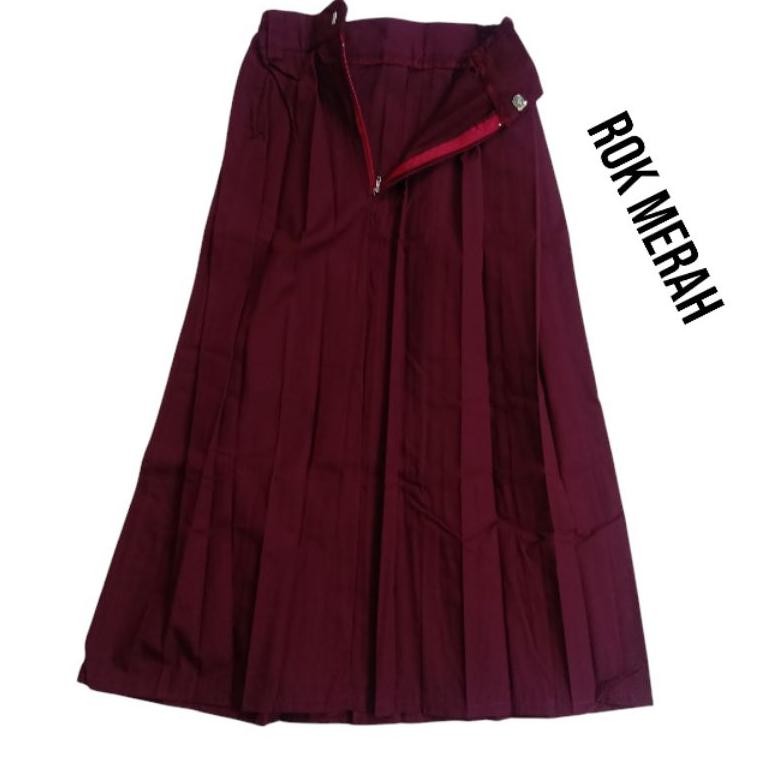 ''Terlaris" Rok Merah Maroon Panjang Perempuan//Rok Panjang Rempel// Seragam Anak Sd Murah
