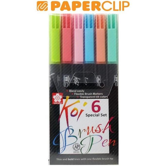 

TERLARIS - SPIDOL SAKURA SET BRUSH PEN XBR-S6 KOI 6 WARNA PASTEL