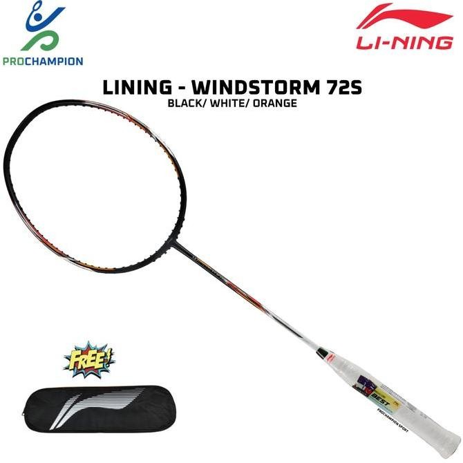 BEBAS ONGKIR - New Raket Badminton LINING WINDSTORM 72 S / 72S / WS72S Black Orange