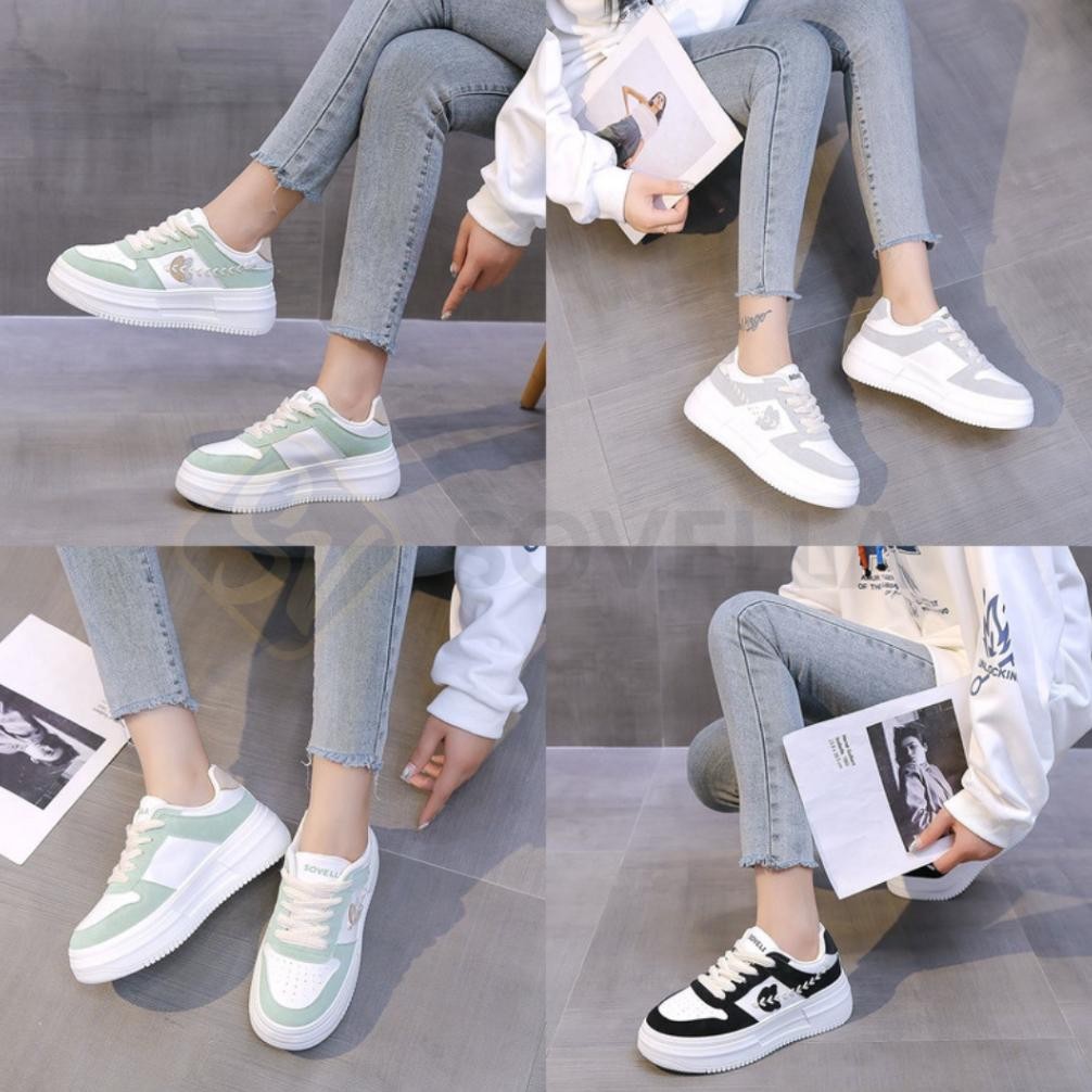 SOVELLA Havana Sepatu Sneakers Tali Simpel Kulit Wanita Casual