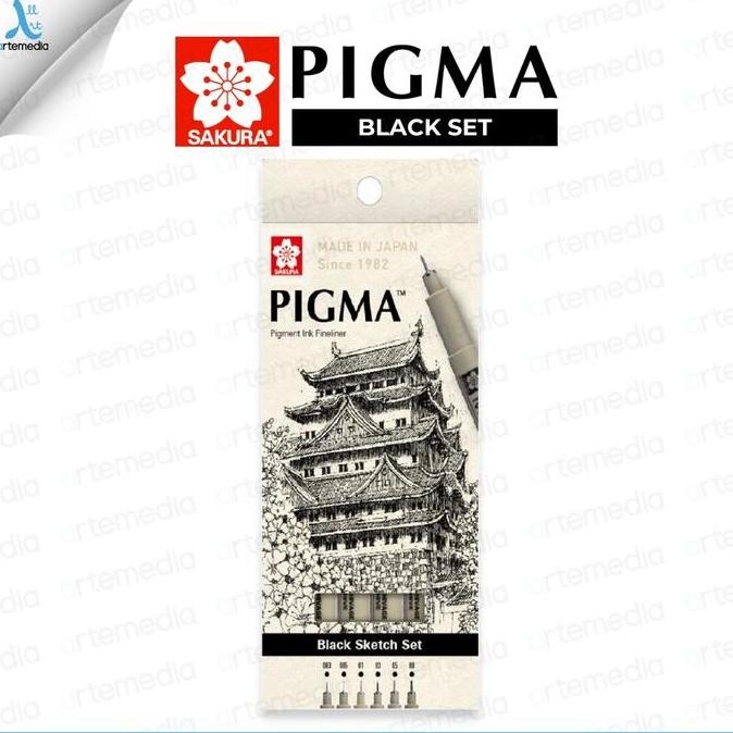 

NEW Drawing Pen Sakura Pigma Micron Black 6 Set A