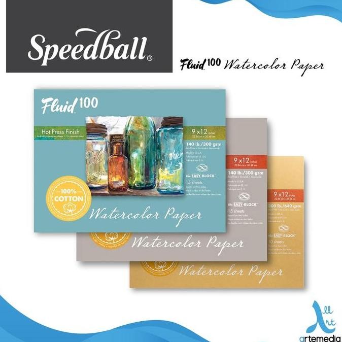 

TERLARIS - Kertas Cat Air Fluid 100 Speedball 9'x12' Watercolor Paper Blocks