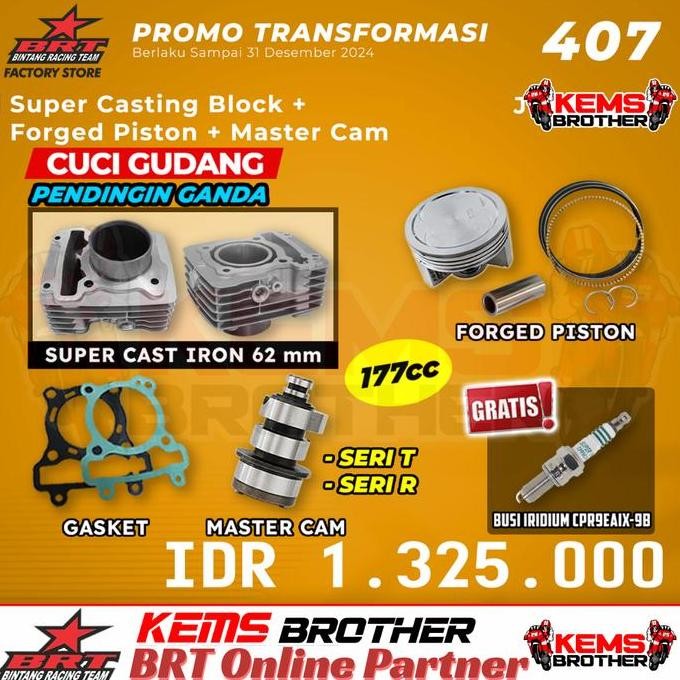 diskon blok bore up 177cc double cooler + noken as original brt mx king vixion r15 xabre jupiter mx
