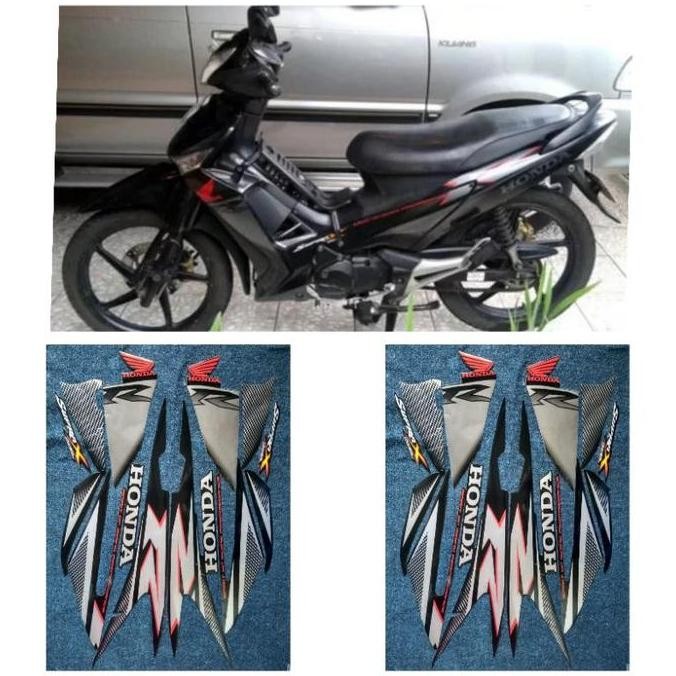 TERMURAH STIKER STRIPING MOTOR SUPRA X 125 R 2007 HITAM FULL BODY TERBAIK