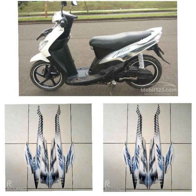 BEST SELLER STIKER STRIPING MOTOR MIO SMILE SPORTY 2009 PUTIH FULL BODY ORIGINAL
