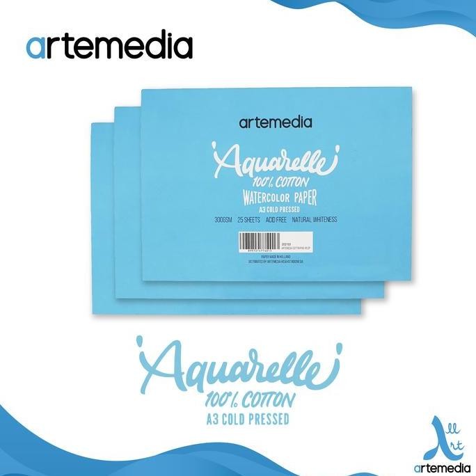 

NEW Kertas Cat Air Artemedia Aquarelle A3 Cotton Watercolor Pad
