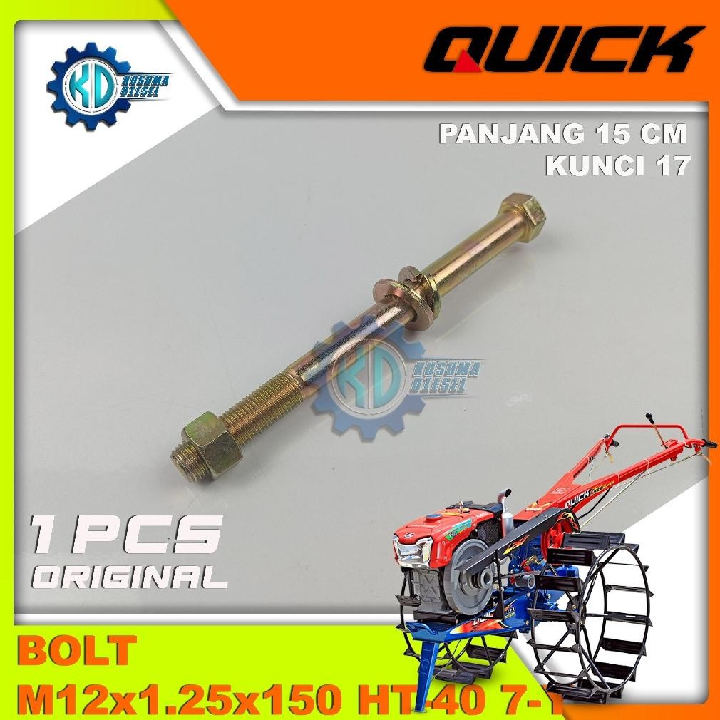 BAUT STANG / SETIR - BOLT SET 4 (S) M12 X 1.25 X 150 HT-40 7-Y (BOLT + PLAIN WASHER + SPRING WASHER 