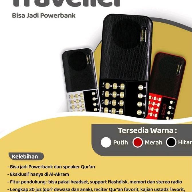 Speaker Murottal Al Quran Speker bluetooth Spiker Traveller Powerbank Lengkap Ceramah UAS Garansi Re