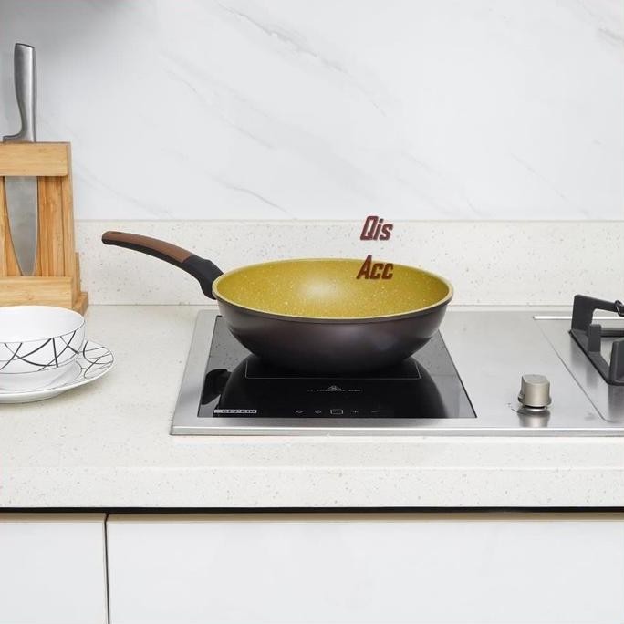 COOKING COLOR Keanu Wok Pan Wajan Penggorengan Aluminium 28 Cm - Brown