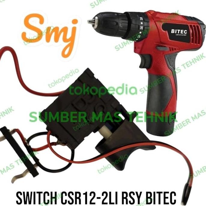 Diskon (1) switch bor batere bitec csr12-2li rsy sakelar bor batere bitec 10mm sumbermte Kualitas Ba