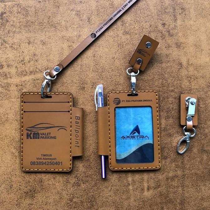 

New Id Card Holder Kulit Name Tag Kulit Tempat PULPEN BALLPOINT termurah