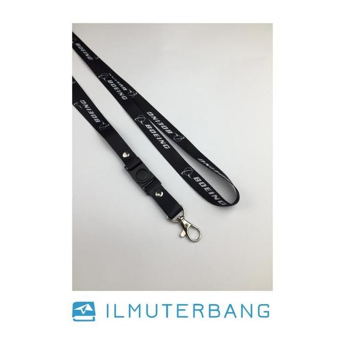 

New Lanyard / Tali ID Card Boeing Premium 2 Sisi Ilmuterbang Warna Hitam