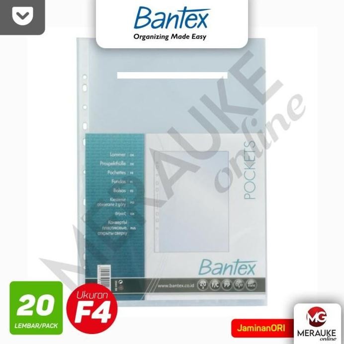 

New BANTEX PP Pockets Transparan F4 2044-08 (1 Pack Isi 20 Lembar)