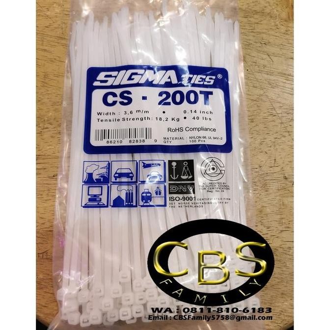 

New Kabel Ties / Kabel Tis / Cable Tie CS 200 T PUTIH 20 cm SIGMA CS200T