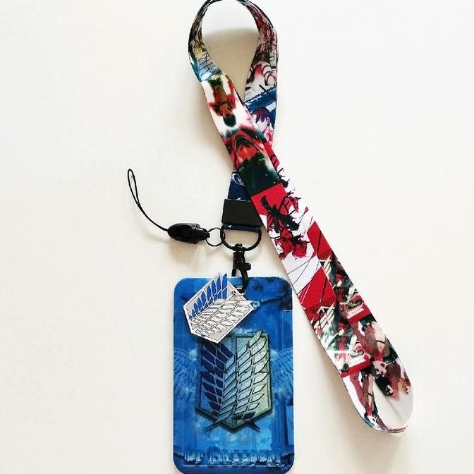 

New Shingeki no Kyojin Attack on Titan ID Card Holder Lanyard Name Tag Gantungan Kalung Wadah Kartu Nama