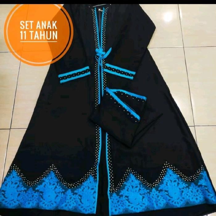 Baju Muslim Anak Perempuan Abaya Renda Warna Hijau