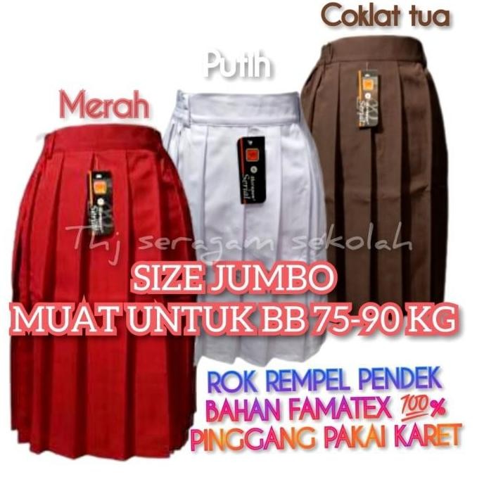 (Expert) SIZE JUMBO...Seragam sekolah Rok pendek SD SMP Rempel Merah/putih/pramuka/Rok seragam sekol