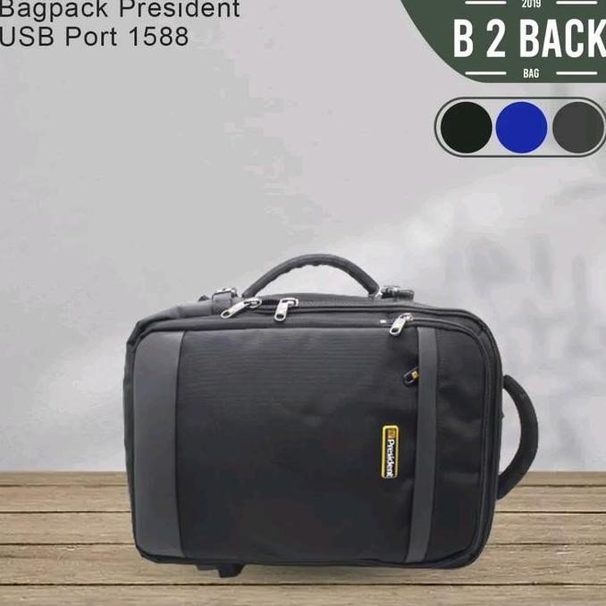 Tas Ransel President 1588 Backpack Laptop Pria Wanita Anti Air