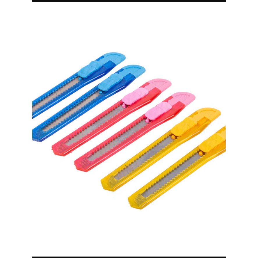 

12 pcs /pak pisau cutter satu renceng cuter bening warna warni menko pisau kertas tajam Besar