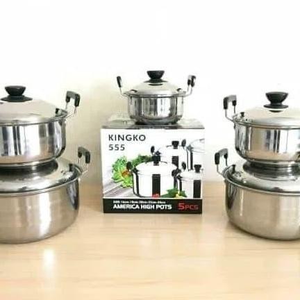 Panci Kingko 555 High Pots / Panci Cookware Stainless Set Murah