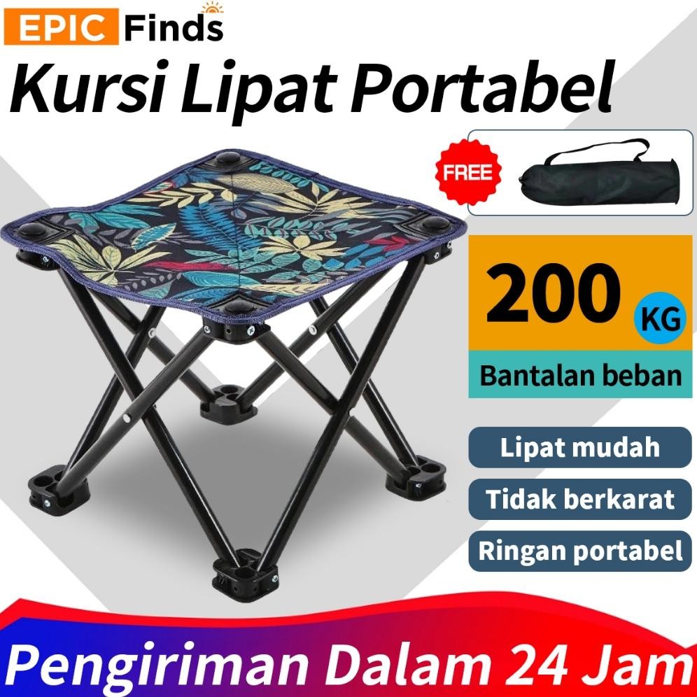 Epic Finds Kursi Lipat Outdoor Portable bangku datar outdoor kecil Kursi Lipat Mancing Mini Tanpa Sa