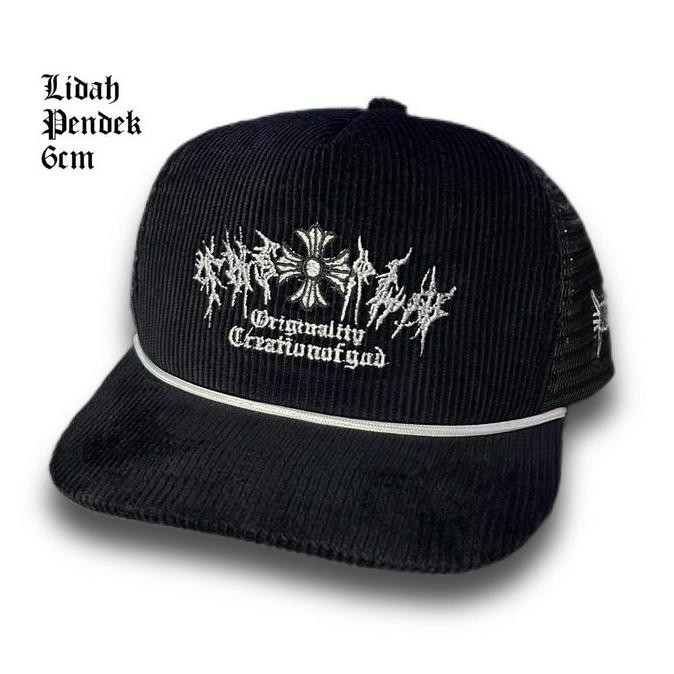 TERLARIS - Topi Jaring Corduroy Garaga Full Black