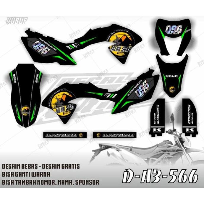 decal sticker KLX BF 150 desn terbaru Motif Lis Hitam Simpel D-A3-778