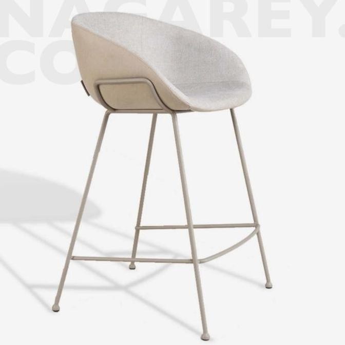 Mirai Kursi Bar Kafe Resto Dapur Bar Stool Upholstery Ivory Putih 65cm
