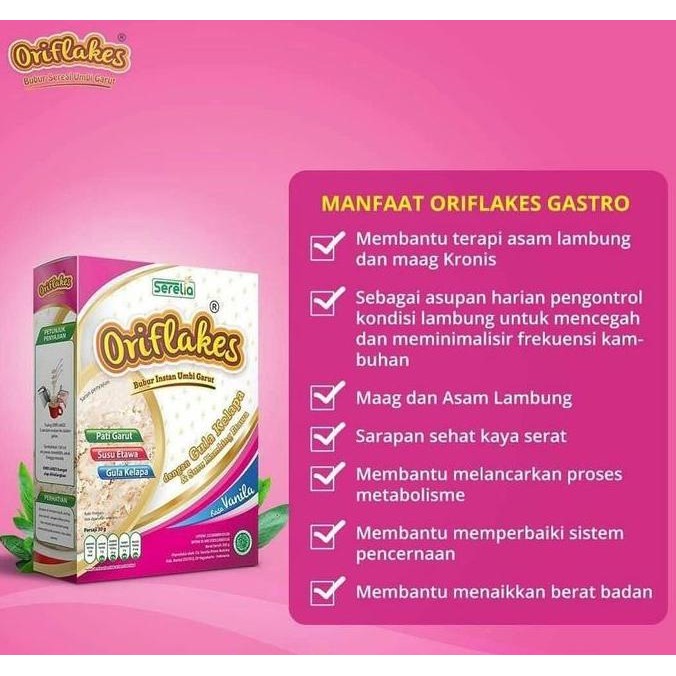 

Oriflakes Slim Diet 350Gr - Sereal Umbi Garut Untuk Gerd, Maag, Asam Lambung Asli