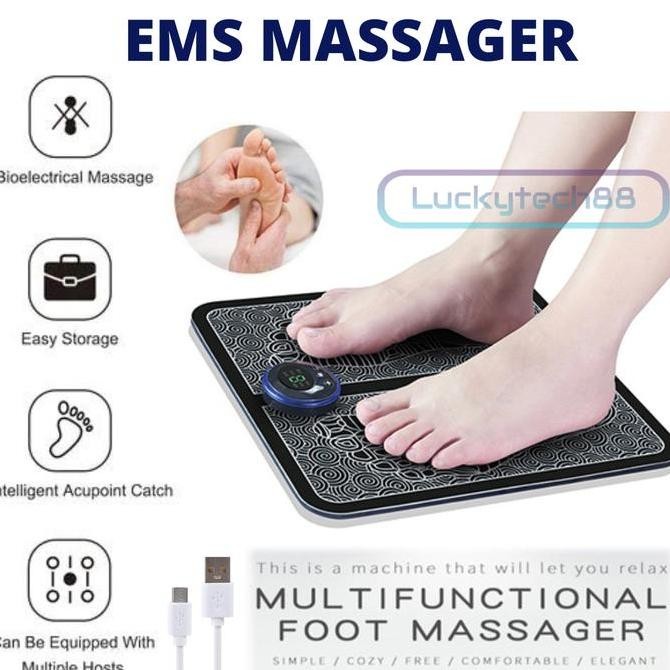 Original EMS Foot Massager Pad Elektrik Alat Pijat Kaki Akupuntur Rechargeable