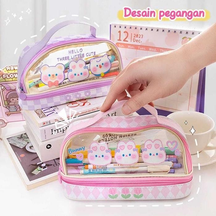 

WSS K010 Kotak Pensil Transparan Terbaru / Tas Pensil Kartun Yang Lucu / Pencil Case Kapasitas Besar / Tempat Pensil Anak