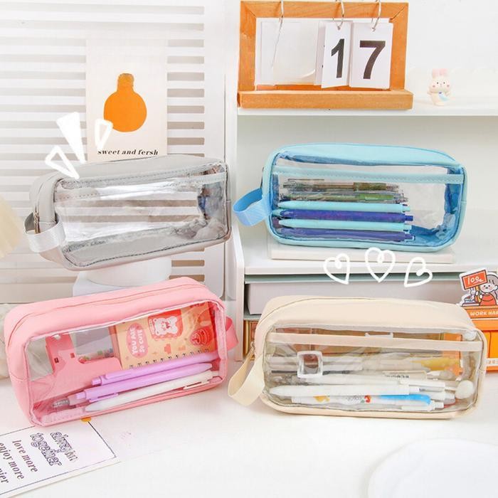 

WSS TOPER Kotak Pensil Transparant Kapasitas Besar Multifungsi Tempat Makeup Lucu