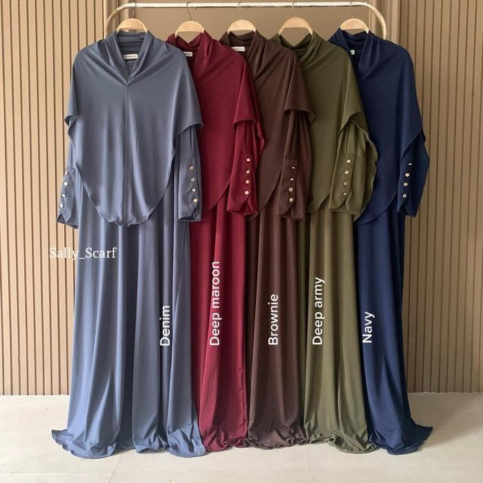 EF Yura Abaya set gamis plain daily by Sally Scarf
