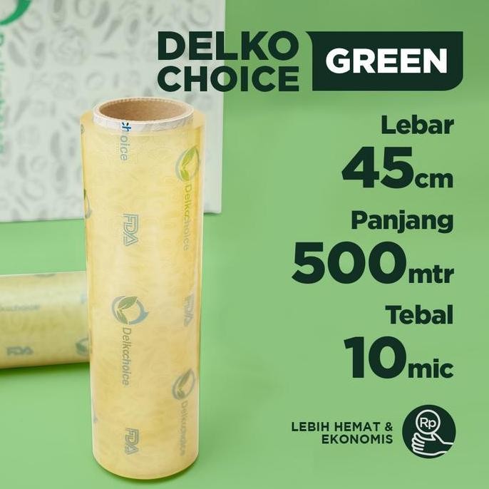Plastik Wrap Pembungkus Makanan Delkochoice Hijau 40Cm X 500M
