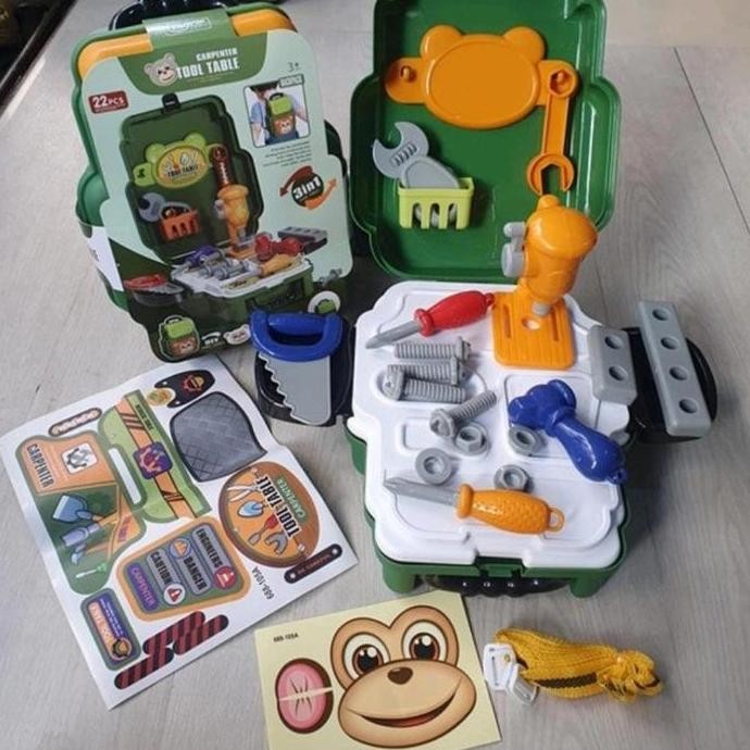 Mainan Anak Tool Alat Tukang / Mainan Tool Table Backpack Tas Monkey