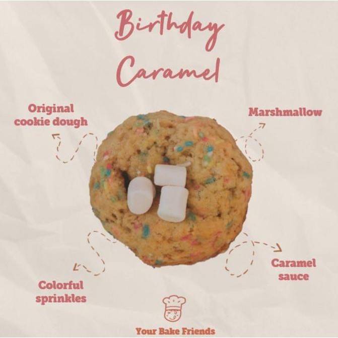 

6 Pcs Soft Cookies YourBakeFriends - Birthday Caramel Cookies