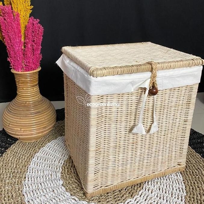 Kotak Laundry / Keranjang Laundry Rotan with Top RB02 / Laundry Basket Rattan