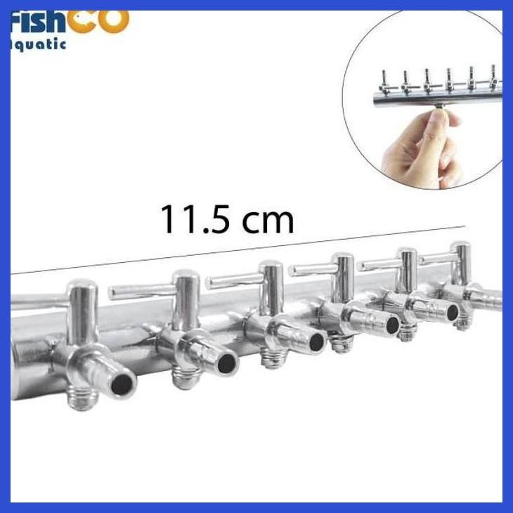 (RATUBEE) KERAN AERATOR NEKEL BESI/ STAINLESS SELANG UDARA 6 CABANG/ LUBANG PERALATAN AQUARIUM IKAN 