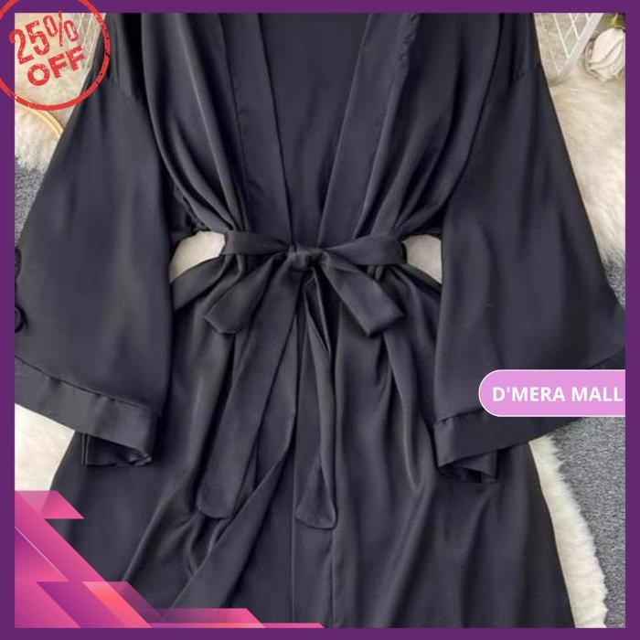 BAJU DINAS SEXY LINGERIE KIMONO POLOS SATIN BAJU TIDUR WANITA PIYAMA JUBAH A1 BERKUALIAS 
