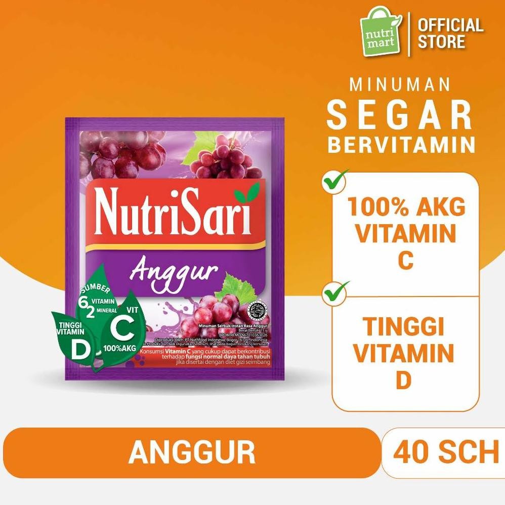 

Siap Kirim Nutrisari Anggur 40 Sachet - Minuman Serbuk Buah Vitamin C D Penyegar Tubuh