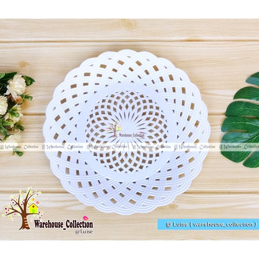 Terlaris 6 Bj- Piring Rotan Anyam/Bunga Khusus Putih / Piring Plastik Bunga Putih / Piring Plastik R