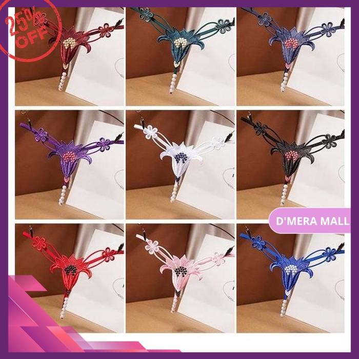 SEXY G STRING BORDIR MUTIARA THONG CELANA DALAM TALI LOW WAIST C KUALITAS TERBAIK 