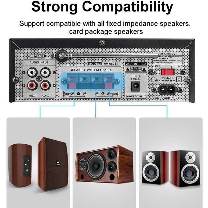 JB Amplifier Bluetooth 5.0 2 Channel With Remote - 2000W - Sunbuck AV-660BT None