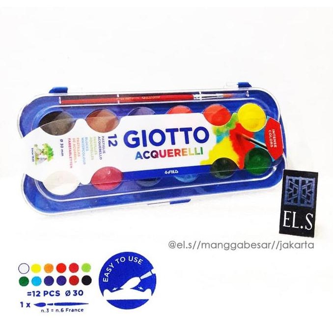 

Giotto Acquerelli 12 Warna ( Water Color Cake / Cat Air )