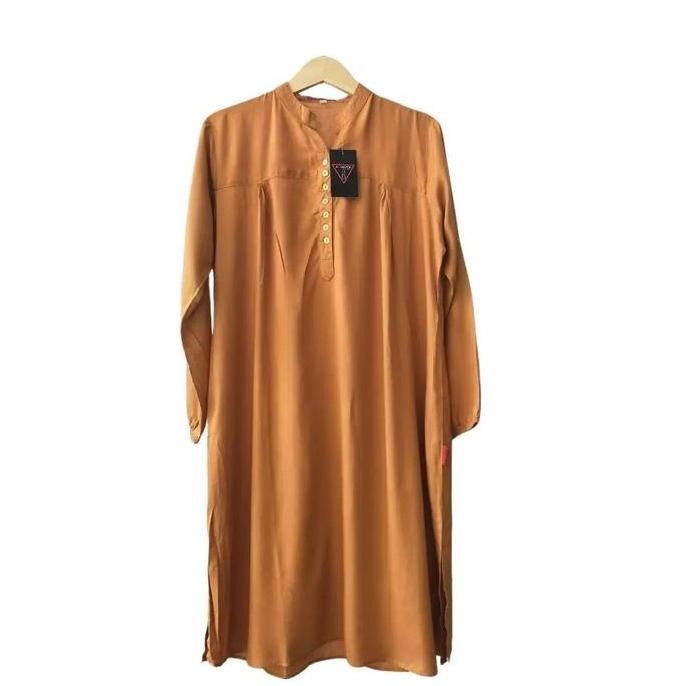 New Tunik Muslim polos katun rayon kuning - mustard -  jumbo busui friendly lengan karet nyaman Cant