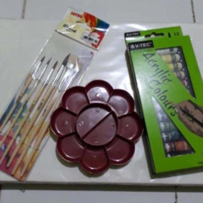 

Paket Kanvas Lukis/Canvas Lukis 25X30+Cat Acrylic+Kuas Set+Palet Cat