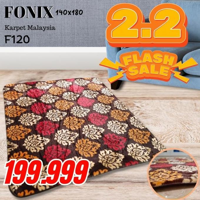 Karpet Busa FONIX Malaysia Bulu Super Lembut Anti Slip 140x180 F120